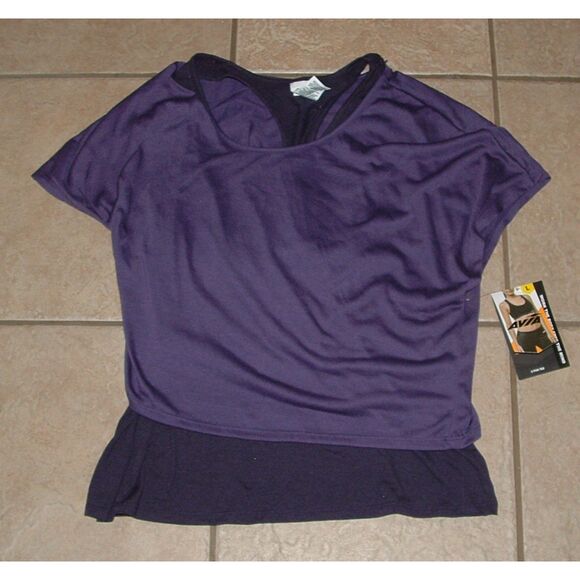 NEW NWT Dark Purple Sz Large (12-14) Soft Stretchy Layered 2 in 1 Tank Top AVIA - Picture 1 of 3